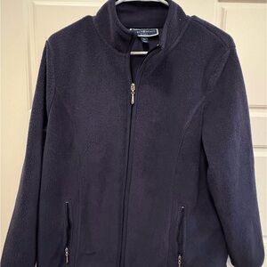 Karen Scott Navy Fleece Zip-Up Jacket